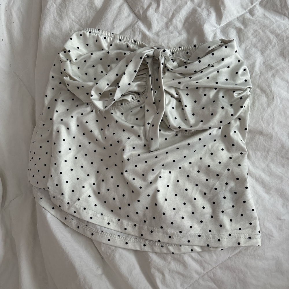 Elegant White Polka Dot Crop Top